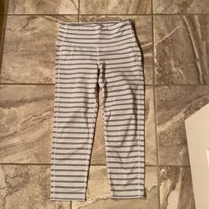 Athleta EUC size small cropped leggings grey and  white stripe. No pilling